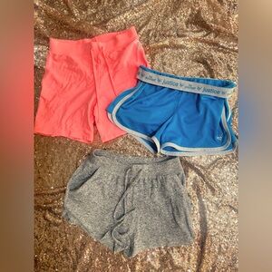 Justice girls 12 3  Shorts Set - Pink, Blue, Gray